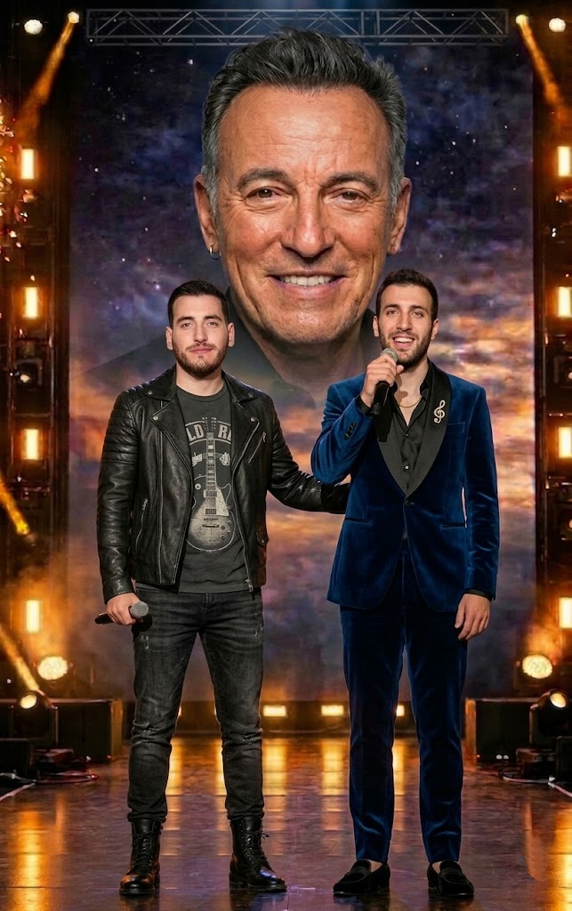 TWO CHILDREN SING FOR THEIR FATHER: At the Nashville Center, Evan James Springsteen and Samuel Ryan Springsteen, the two sons of Bruce Springsteen, performed a duet of “Cover Me in Sunshine” to express their gratitude to their father.